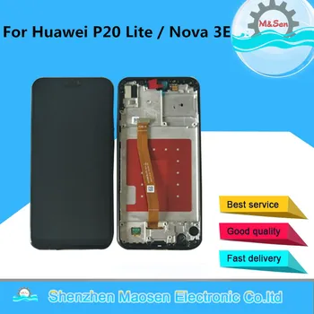 Původní M&Sen Pro Huawei P20 Lite/Nova 3E LCD Displej+Dotykový Panel Digitizer S Rámečkem+Blízkosti, Světelný Senzor Flex Kabel