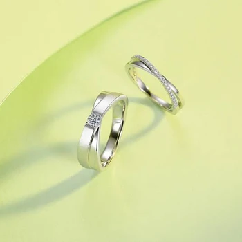 GEM JE BALET VVS1 Moissanite Zásnubní Prsten, Pár Výročí 925 Sterling Silver Snubní prsteny Prsten pro Ženy, Muže, Šperky