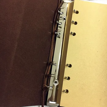 RuiZe vintage kožený deník deník notebook plnitelné 6 kroužkových pořadačů spirálový zápisník A6 prázdnou kraft papír 160 stran papírnictví