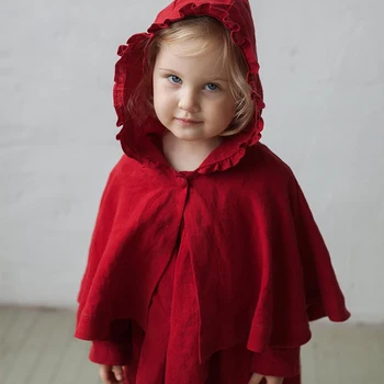 Dívčí oblečení povlečení plášť kabát 2020 podzimní new baby s kapucí volné bavlněné a lněné princezna plášť horní