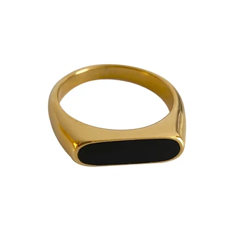 GHIDBK Hot Prodej z Nerezové Oceli Šperky Vintage Dianty Geometrické Černá Bílá Shell Prsteny Dámské Street Style Statemet Design Prsten