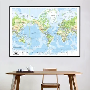 Non-tkané Politická Mapa Světa, Cestovní Samolepky Malířské Plátno Nezarámované ruské Mapy Wallpaper Home Office Dekorativní Plakáty