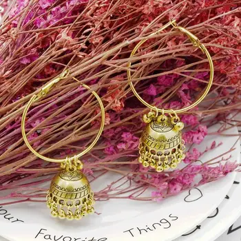 Dámské Boho Etnické Á Jhumka Indické Cikánské Náušnice Šperky Vintage Velké Zvony Houpat Visící Náušnice Pro Ženy