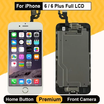 Plné Nastavení Obrazovky Pro iPhone 6 a 6 plus Displej Náhradní LCD Displej Kompletní S Home Tlačítko Přední Fotoaparát Reproduktor Ne Mrtvý Pixles