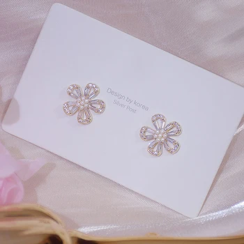 In Hot Prodej Duté Květ, okvětní Lístek Náušnice pro Ženy Vynikající Crystal Zirkony Stud Náušnice Svatební Šperky pro Svatební Přívěsek