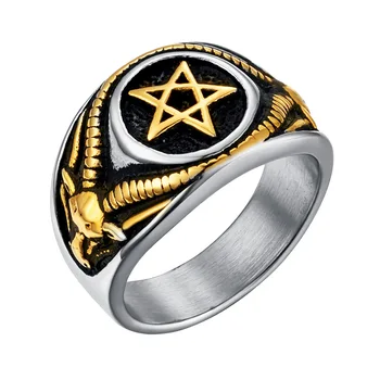 Muži Z Nerezové Oceli, Pentagram Kroužky Satan Baphomet Kozí Démon Prsten Vintage Šperky Velkoobchod
