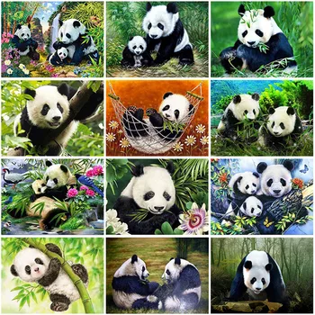 Panda DIY 5D Diamond Malování Cross Stitch Plný Kolo Pryskyřice Mozaika Zvířat Diamond Výšivka Kamínky, Umění, Handmade Dárek