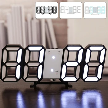 Nástěnné Hodiny, Moderní Design, 3D LED Digitální Stolní Budík Noční světlo Saat reloj de porovnání Hodinky Pro Domácí Obývací Pokoj Dekorace