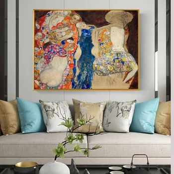 Die braut Gustav Klimt Polibek olejomalby Na Plátně Sexy Žena Wall Art Plakáty Slavné Klasické Art Obraz Domova