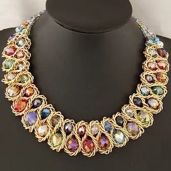 Módní Náhrdelník pro Ženy 2018 vintage obojek řetěz velký double crystal korálek náhrdelník náhrdelníky & přívěsky prohlášení náhrdelník