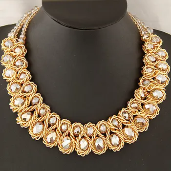 Módní Náhrdelník pro Ženy 2018 vintage obojek řetěz velký double crystal korálek náhrdelník náhrdelníky & přívěsky prohlášení náhrdelník