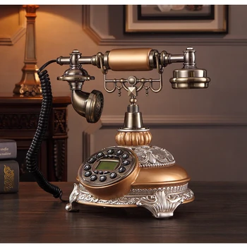 Vinobraní Telefonní Tlačítko Dial Deska psací Stůl Starožitné Telefony Pevné linky Telefonu s Modrým Podsvícením, Zobrazení Data pro Office Home