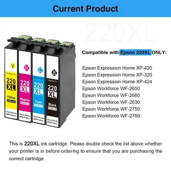 5 Black Pack Epson 220xl T220 inkoustová Kompatibilní cartridge pro Epson WorkForce WF-2630 WF-2650 WF-2660 XP-320 XP-420 Tiskárny Inkoustové