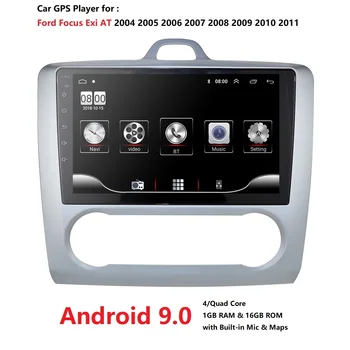 Android 9 Auto Rádio Přehrávač pro Ford Focus Exi V 2004 2005 2006-2011 2DIN 9 Palcový GPS Navigace Dotykový displej Quad-core Multimediální