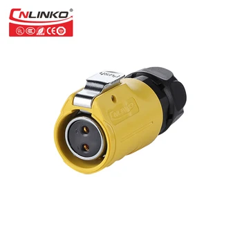CNLINKO LPseries M20 2póly samice konektor samec zásuvka 20A moc IP67 vodotěsný konektor, žlutá