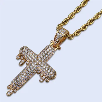 Pánské Kříž Náhrdelník Módní Hip Hop Šperků 2 Barvy Ledový, Přívěsek Náhrdelník Zlatý Řetízek Pro Muže