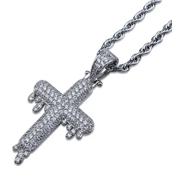 Pánské Kříž Náhrdelník Módní Hip Hop Šperků 2 Barvy Ledový, Přívěsek Náhrdelník Zlatý Řetízek Pro Muže