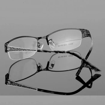 Metel titanové Brýle půl Rim Optické Rám Předpis Žen Podívanou Čtení Krátkozrakost Květina Brýle Fialové 300782