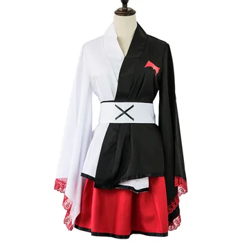 Danganronpa Monokuma Cosplay Kostým pro Ženy Dangan Ronpa Černá Bílá Kimono Dlouhou Paruku, Šaty Halloween Kostým Dívky Hrát Roli