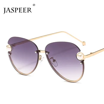 JASPEER Polovinu Rámu Pilotní sluneční Brýle, Ženy Pearl Dámské Nadrozměrných Gradient Sluneční Brýle UV400 Vintage Odstíny Brýle