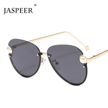 JASPEER Polovinu Rámu Pilotní sluneční Brýle, Ženy Pearl Dámské Nadrozměrných Gradient Sluneční Brýle UV400 Vintage Odstíny Brýle