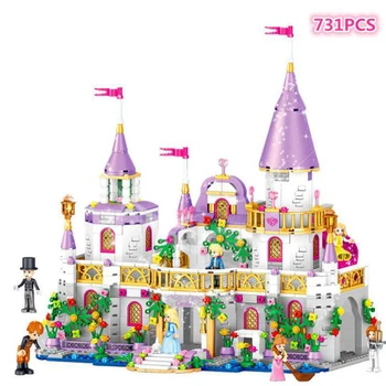 DIY Kompatibilní Dívky Princezna Hrad Stavební Bloky Hračky Duploed Brick Montážní Cihly Stavební Stavební Hračky Pro Děti