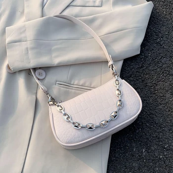 Malé PU Kožené Tašky přes Rameno Pro Ženy 2020 Elegantní Kabelky Ženské Cestovní Totes Lady Módní kabelka Řetězec Design