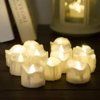 Bezplamenová LED Čajová konvice Světlo Svíčky Sada 12/24 Bateriový Blikání Tealights na den Díkůvzdání, Vánoční Výzdoba Teplá Bílá