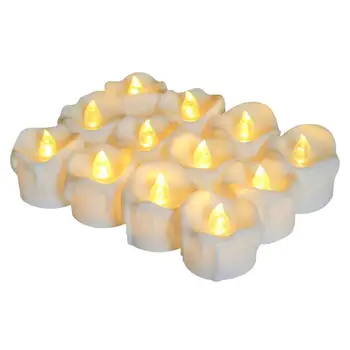 Bezplamenová LED Čajová konvice Světlo Svíčky Sada 12/24 Bateriový Blikání Tealights na den Díkůvzdání, Vánoční Výzdoba Teplá Bílá