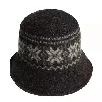 Vysoce kvalitní vlny rybář klobouk ženské podzimní a zimní povodí klobouk korejské vlny černé elegantní sněhová vločka vzor
