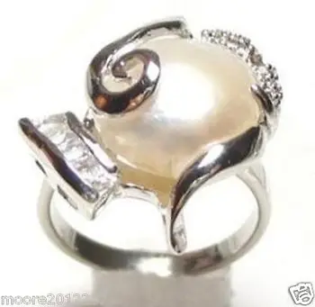 Prodej> Pravé Sladkovodní bílé perly, stříbro Prsten Velikost:7-8# střapcem indické šperky český nastavitelný snubní prsten