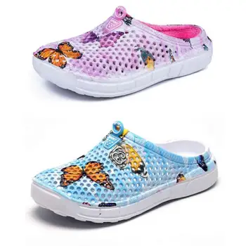 2020 summer beach Dřeváky pantofle prodyšné sandály ženy ležérní domácí pantofle butterfly vzor boty díra