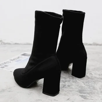 2020 winter new dámy divoké černé módní Stádo boty ženy ležérní pohodlné sladké vysoké podpatky boty Žena boty mujer c74