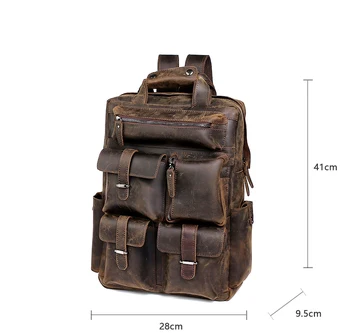 Pánské batoh crazy horse pravé kůže luxusní značky designer aktovka pro 15 palcový notebook taška taktická batůžku muži