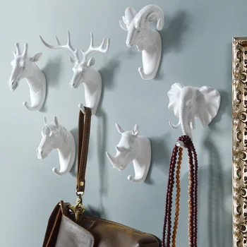 Kreativní Zvířat Zdi Háček Ramínko Háčku, Nosorožec, Jelen, Kůň, Koza Dekorativní PVC silikon Koupelna zdi přiléhající místnosti hospodyně