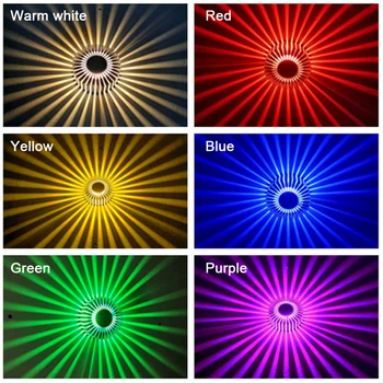 Montáž RGB LED Nástěnné Světlo 110V 220V AC Dálkové Ovládání Efekt Lampa Slunečnice Promítací Paprsky Koridor Nástěnné Svítidlo 1W 3W
