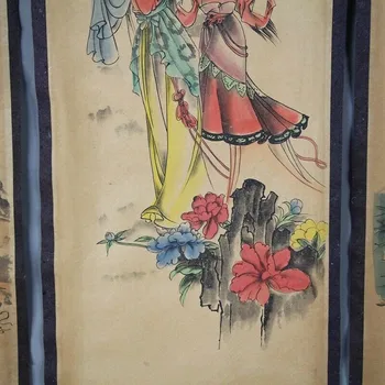 Čína scroll obraz Čtyři obrazovky obrazy Uprostřed haly visí obraz Qibaishi Obrázek Dámy Čtyři Beautie