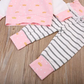 Podzim Zima Roztomilý Novorozené Děti, Dítě, Dívka Oblečení Růžový Teplý s Kapucí T-shirt Topy+Kalhoty Děti Oblečení Set