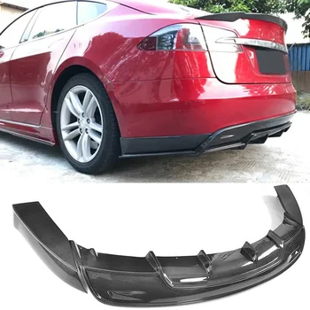 Uhlíkových Vláken Zadní Difuzor Nárazníku Lip Pro Tesla Model S Sedan 4-Dveře 2016 2017 Auto Zadní Nárazník Difuzor Lip Spoiler Rozbočovače