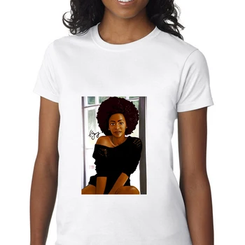 Cool Melaninu Černá Dívka Tisk Ženy T-shirt Harajuku T-košile pro Ženy Letní Vtipné Bavlněné Tričko Tee Shirt Femme Top Vogue