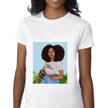Cool Melaninu Černá Dívka Tisk Ženy T-shirt Harajuku T-košile pro Ženy Letní Vtipné Bavlněné Tričko Tee Shirt Femme Top Vogue