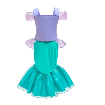 Fantazie Ariel Princezna Šaty pro Dívky, Nový Rok, Dítě, Malá Mořská víla Narozeniny Party Šaty Tyl Volánky Šaty s Paruka Příslušenství