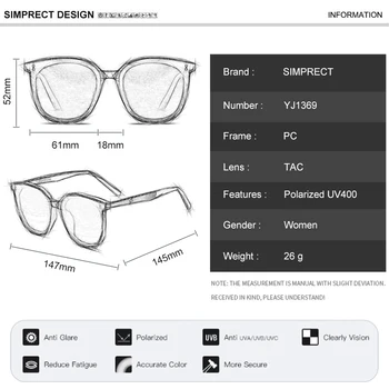 SIMPRECT 2021 Polarizované sluneční Brýle, Ženy, Retro Nadrozměrné Náměstí Sluneční Brýle Pro Muže Luxusní Značky Anti-glare Odstíny Pro Ženy
