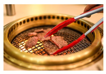 Silikonové Kleště Kuchyňské Nerezové Oceli BBQ Non-Stick Nádobí Grilování Vaření Tong s Společný Zámek Kuchyňské Doplňky