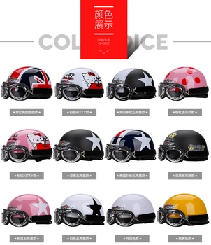 Nové Půl Motocyklové Helmy Venkovní Sportovní Muž A Žena Černý Motocykl Závodní Helma + Motokrosové Brýle Skútr Helma