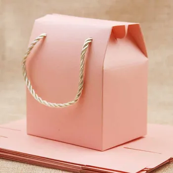 Mulit barevné dárkové krabici s rukojetí řetězec prázdný papír svatební/cukroví/čaje/ořechy/cukroví/dárky balíček rukojeť krabice 8.9*6.7*10.5 cm 10ks