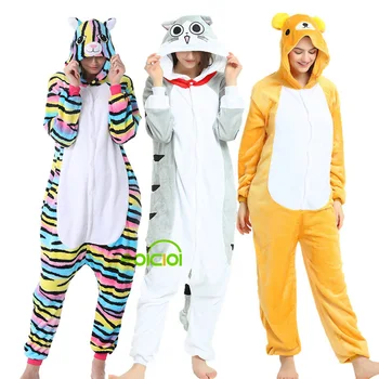 Sada kigurumi Děti Pyžama Sada Panda, Jednorožec Pyžama Dívky Chlapci Oblečení Mužů, Žen, Zvířat, oblečení na Spaní Zimní s Kapucí Flanelové oblečení pro volný čas