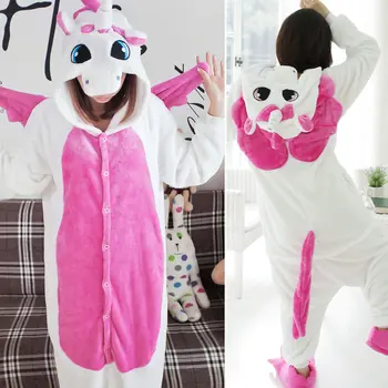 Zimní Teplé Pyžamo Cosplay Unicorn Steh Panda Nastavit Kigurumi Dospělé Zvíře Onesies Pyžamo Flanelové Oblečení Na Spaní Pro Ženy, Muže