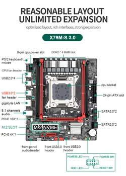 IngshaX79 m-y placa base de USB3.0 con LGA2011 Xeon E5 2620 V2 4x4GB = 16GB 1600MHz 12800R DDR3 ECC REG memoria M. 2 SSD SATA3.0