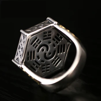 Dovednosti starý stříbrnictví 925 Stříbro staré devět dveře s mužskou osobnost Buddhy prsten s William prsten otevření kroužku